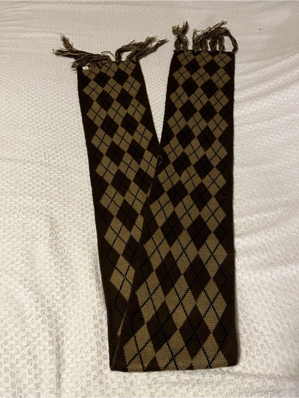 Old Navy Brown and Tan Argyle Knit Scarf